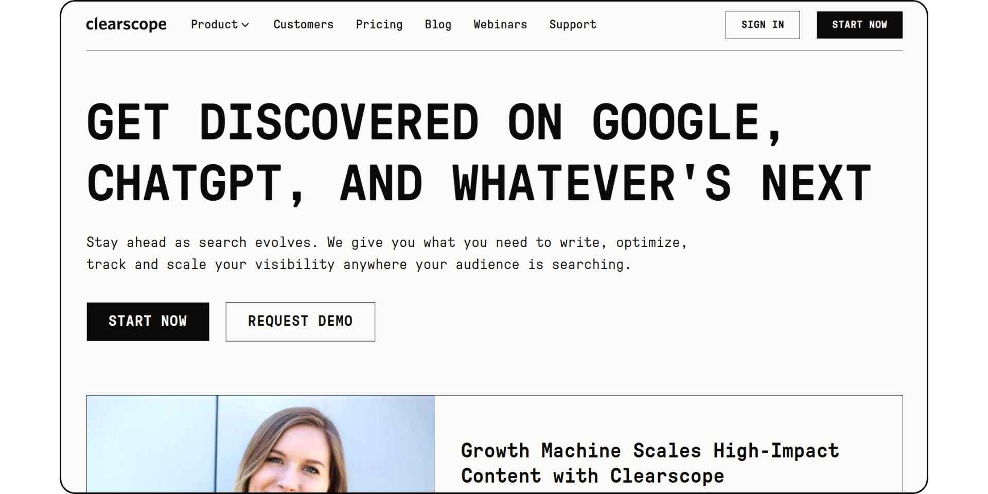 clearscope homepage