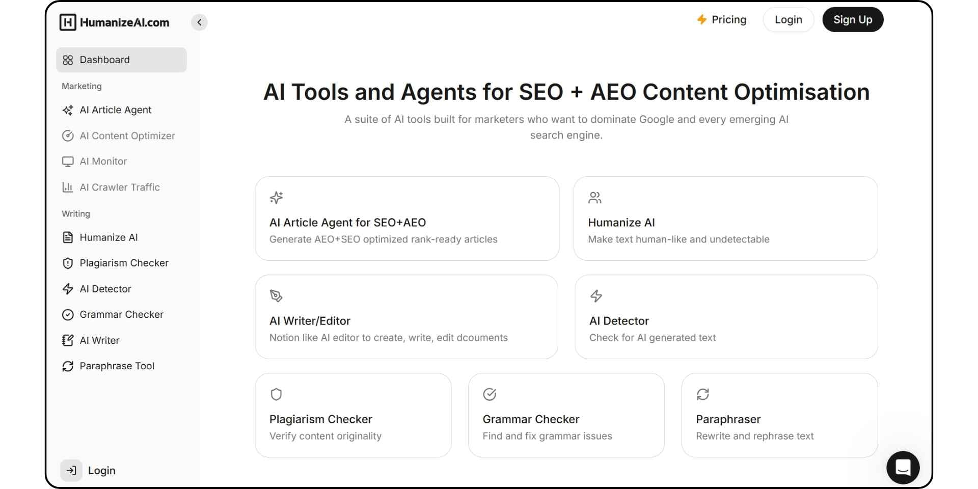 humanize ai dashboard